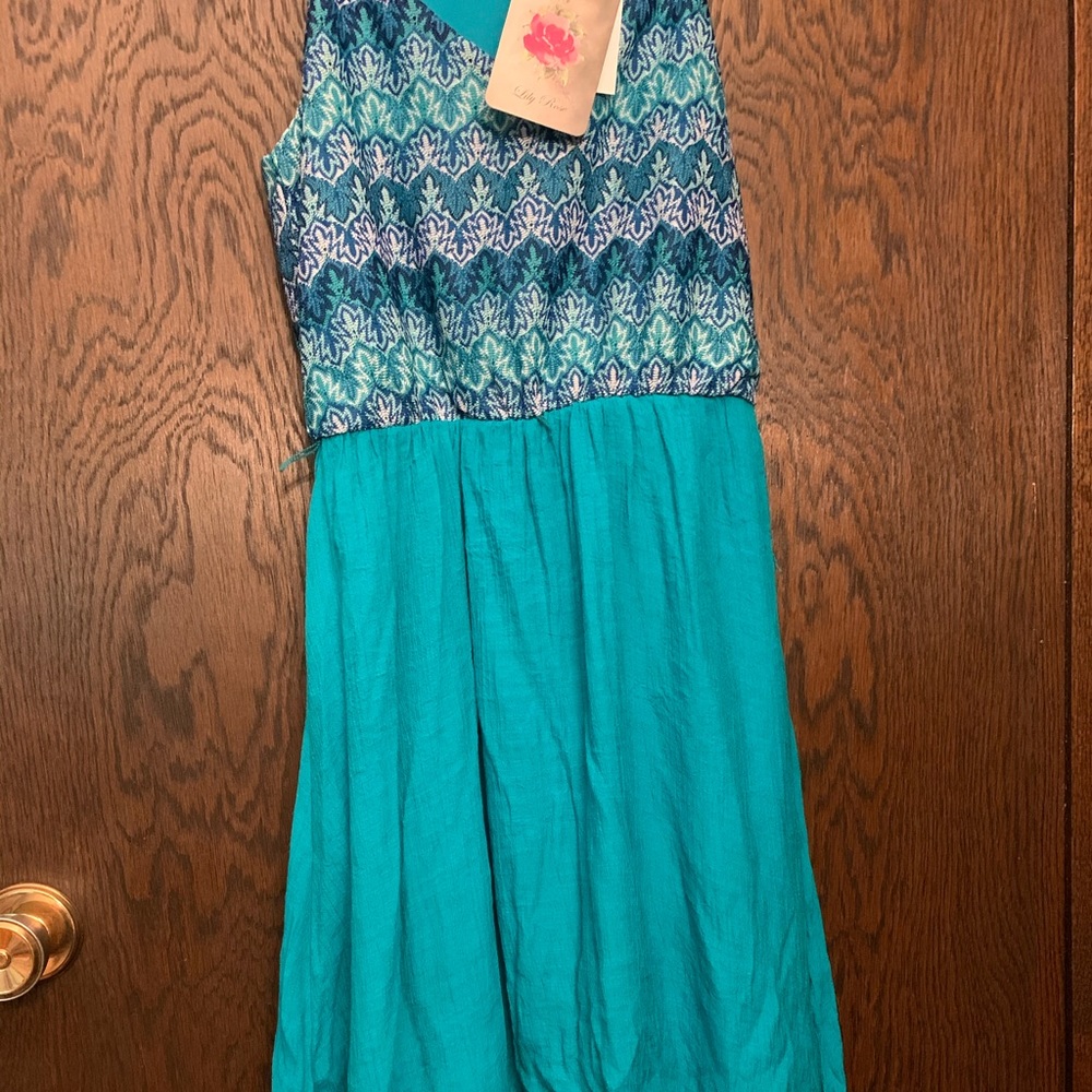 Turquoise high-low dress